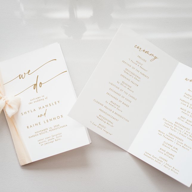 Programme Boho Chic Gold et Blanc Nous faisons plié Mariage (Créateur téléchargé)