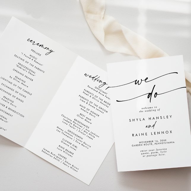 Programme Boho Chic Noir et Blanc Nous faisons Mariage plié (Créateur téléchargé)