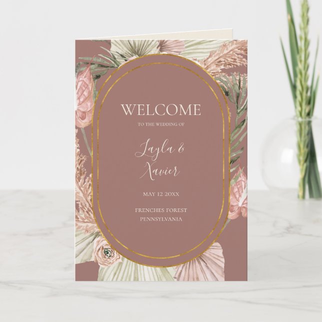 Programme Boho Tropical Botanical Dusty Rose Mariage plié (Devant)