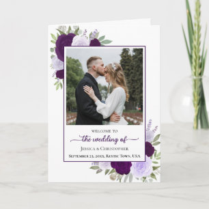 Programme Boho violet Roses et photo mariage élégant