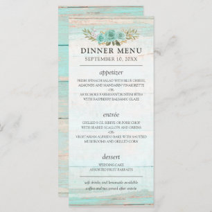 Programme Bois rustique Turquoise Floral Pays Chic Mariage