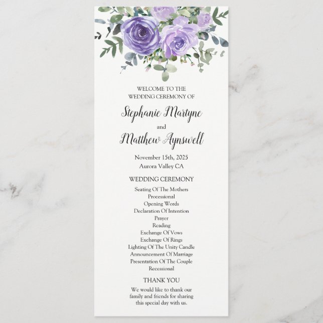 Programme Botanique Dusty Purple Floral Eucalyptus (Devant)