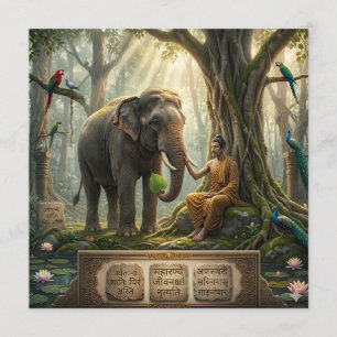 Programme Bouddha serein et éléphant dans l'art de la forêt 