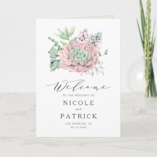 Programme Bouquet de succulentes pastel aquarelle Mariage