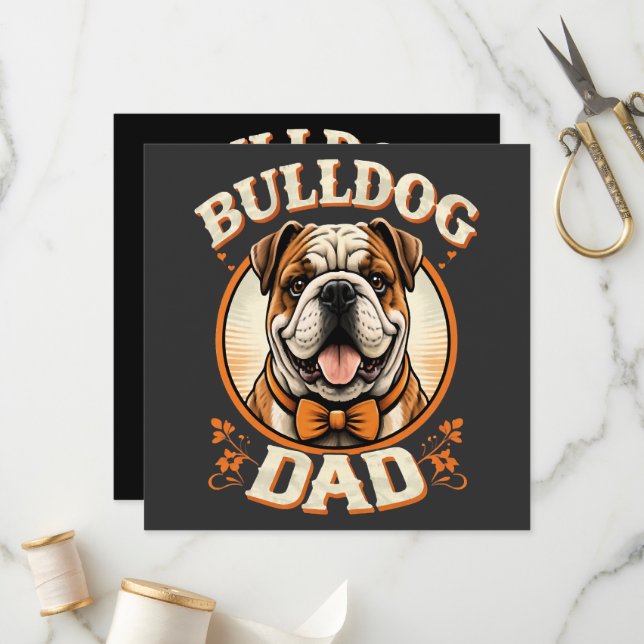Programme bulldog papa – joli bulldog vintage pour la fête d (Devant/Arrière en situation)