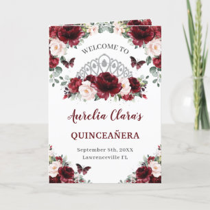 Programme Burgundy Blush Floral Quinceañera Ordre des événem