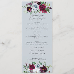 Programme Burgundy Silver Grey Rose Botanique