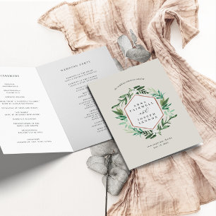 Programme Cadre de serre Mariage botanique aquarelle