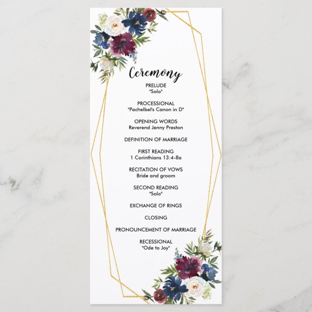 Programme Cadre géométrique Bourgogne Mariage de fleurs de m (Devant)