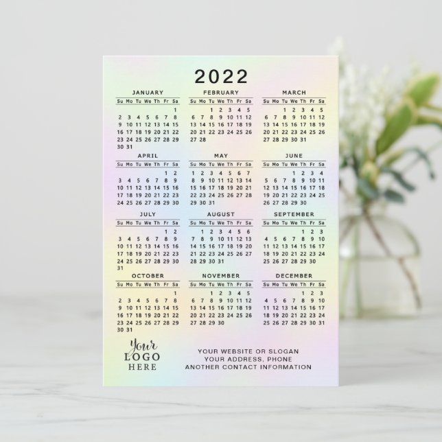 Programme Calendrier 2022 Business Logo Pastel Holographic (Debout devant)