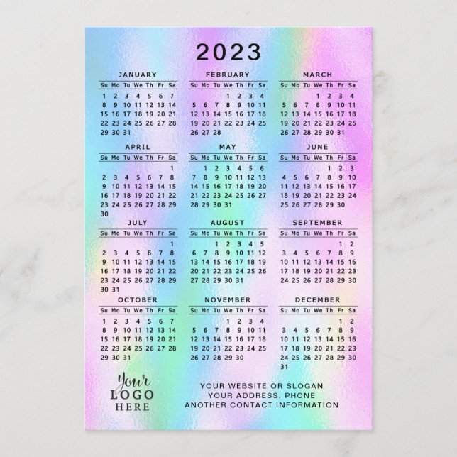Programme Calendrier 2023 Année Pleine Faux Holographic Ombr (Devant)