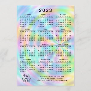 Programme Calendrier 2023 Pleine année Colorful Faux Hologra