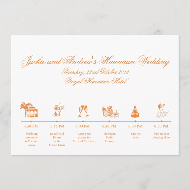 Programme Calendrier de l'itinéraire de réception de mariage (Devant)