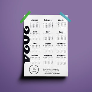 Programme Calendrier Entreprise 2024 Personnalisé Noir Et Bl