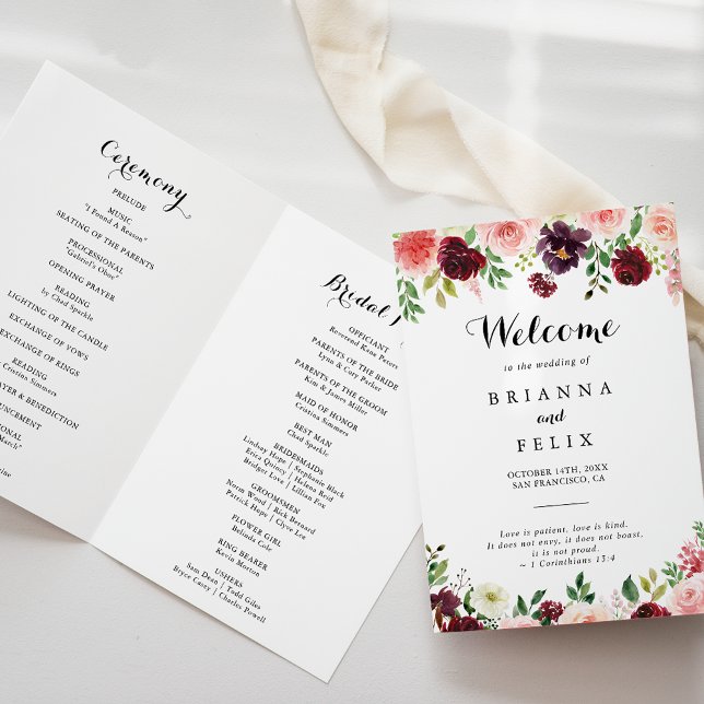 Programme Calligraphie florale du printemps moderne Mariage  (Créateur téléchargé)