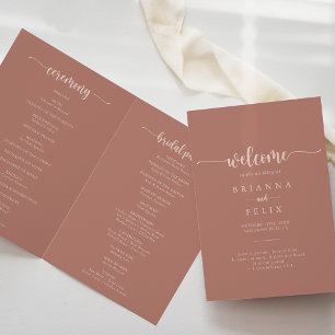Programme Calligraphie minimaliste Mariage plié en terre cui