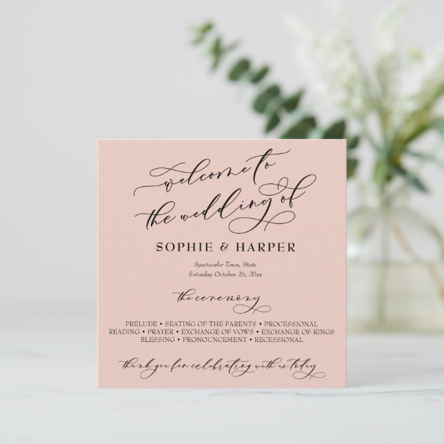 Programme Calligraphie typographique élégante simple rose po (Debout devant)