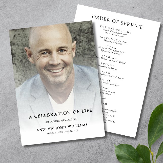 Programme Célébration de la vie Photo Funeral Program (Celebration of Life Photo Program)