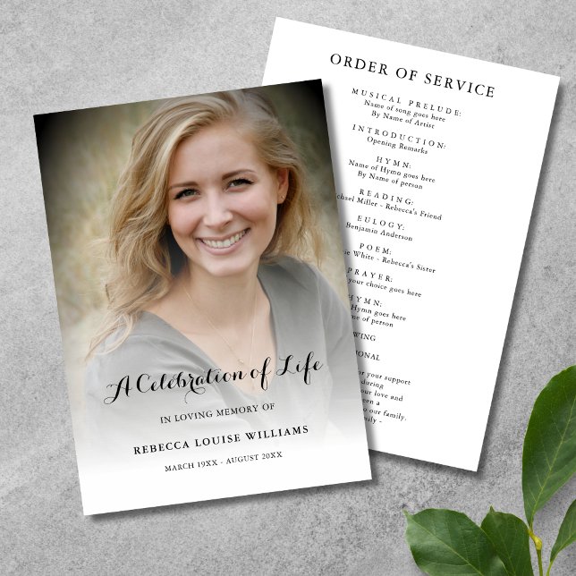 Programme Célébration de la vie Photo Funeral Program (Celebration of Life Photo Program)