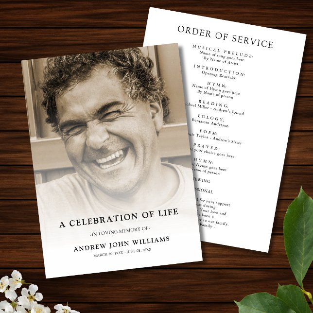 Programme Célébration de la vie Photo Funeral Program (Celebration of Life Photo Program )