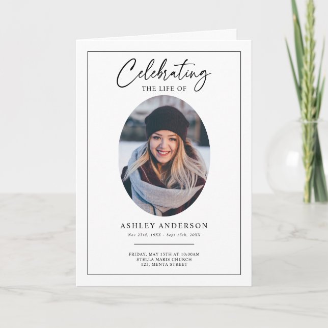 Programme Celebration of Life Funeral Memorial Service (Devant)