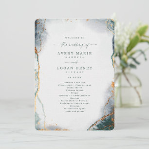 Programme Cérémonie Abstraite de Mariage vert Eucalyptus