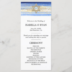 Programme Cérémonie Blue Gold David Star Bar Mitzvah