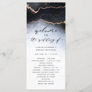 Programme Cérémonie de Mariage bleu Ethereal Mist Ombre Navy
