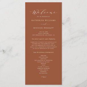 Programme Cérémonie de mariage bohème terracotta écriture fi