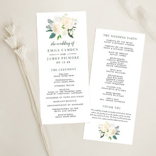 Programme Cérémonie de Mariage de bouquet flush et crème