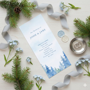 Programme Cérémonie de mariage de la Forêt d'Aquarelle Bleue