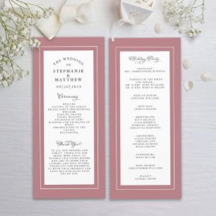 Programme Cérémonie de mariage élégante au service Dusty Ros