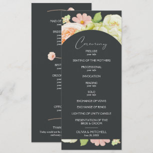 Programme Cérémonie de Mariage foncé Chic Florals