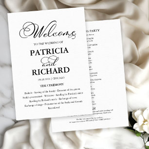 Programme Cérémonie de mariage Ordre de service Élégant prog