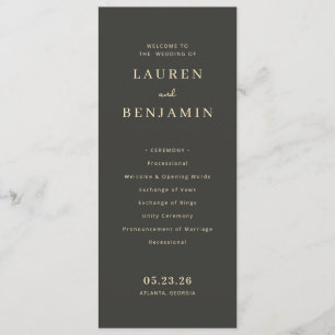 Programme Cérémonie de mariage typographique au charbon soph