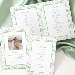 Programme Cérémonie des Mariages de fleurs vertes de Toile V