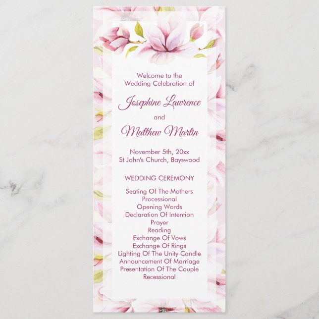 Programme Cérémonie des Mariages floraux des Magnolias du pr (Devant)
