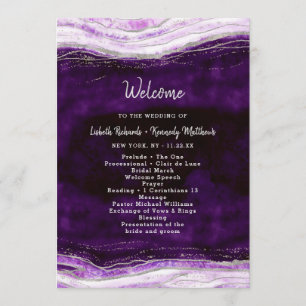 Programme Cérémonie du Mariage Amethyst Purple & Silver Geod