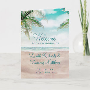 Programme Cérémonie du Mariage de la scène de la plage peint