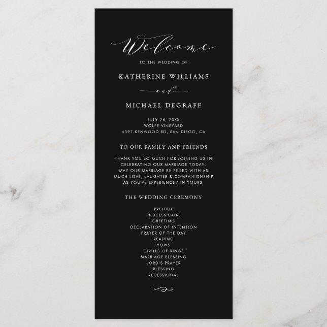 Programme Cérémonie du Mariage de script de peinture minimal (Devant)