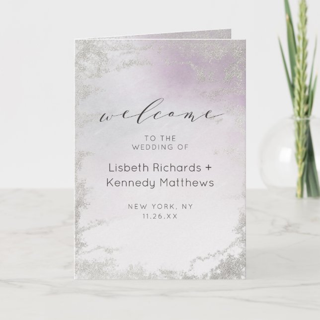 Programme Cérémonie du Mariage Ombre Light Purple Silver Foi (Devant)