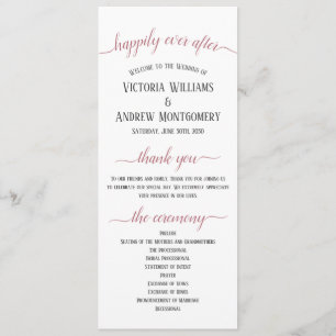Programme Cérémonie du Mariage Rose Gold Script moderne