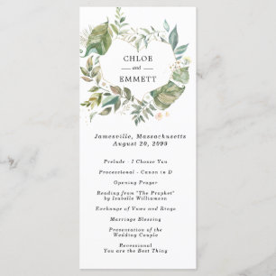 Programme Cérémonie Mariage de la couronne de coeur botaniqu