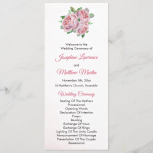 Programme Cérémonie Mariage du Bouquet Rose