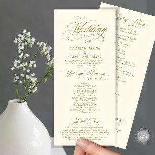 Programme Cérémonie mariage, Élégance Classique Or Jaune