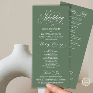 Programme Cérémonie mariage, élégance classique Sage Green