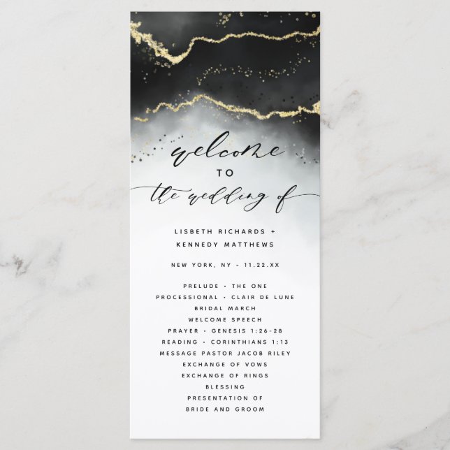 Programme Cérémonie Mariage Ethereal Mist Ombre Black Moody (Devant)