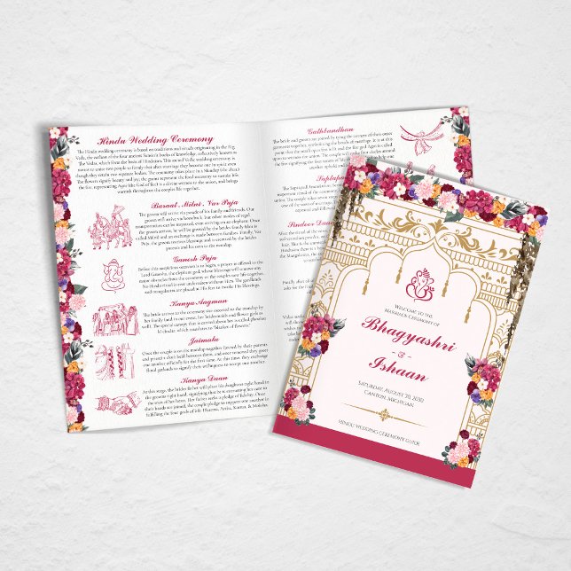 Programme Cérémonie Mariage hindoue Invité floral tropical (Créateur téléchargé)