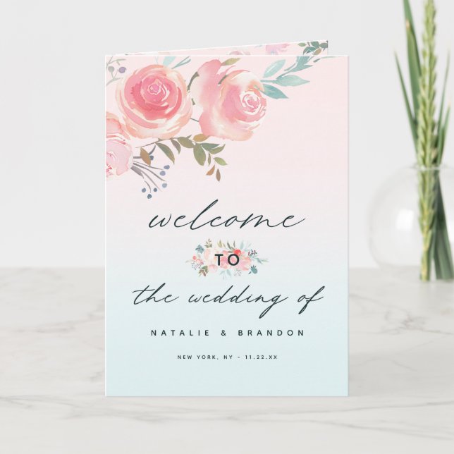Programme Cérémonie Mariage Ombre French Garden Pink Peony (Devant)