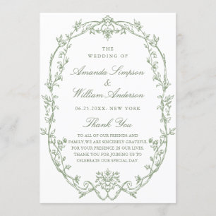 Programme Cérémonie victorienne de Mariage orné Grace Sage v